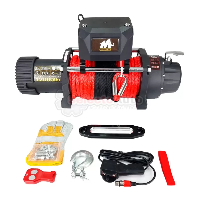 WINCH 4X4 MAMMOTH 12.000Lbs 5.400kg 12v + KIT ACCESORIOS