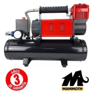 COMPRESOR DE AIRE 4X4 MAMMOTH 200 L/Min CON CALDERÍN (KIT MANGUERA CON MANÓMETRO Y BOQUILLAS)