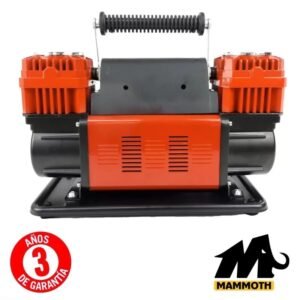 COMPRESOR DE AIRE 4X4 MAMMOTH DOBLE PISTÓN 300 L/Min (KIT MANGUERA CON MANÓMETRO, BOQUILLAS Y BOLSA TRANSPORTE)