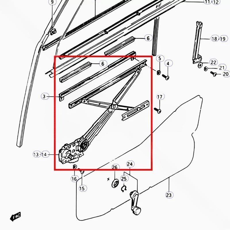 ELEVALUNAS MANUAL (LADO DERECHO) SUZUKI SAMURAI - Imagen 2