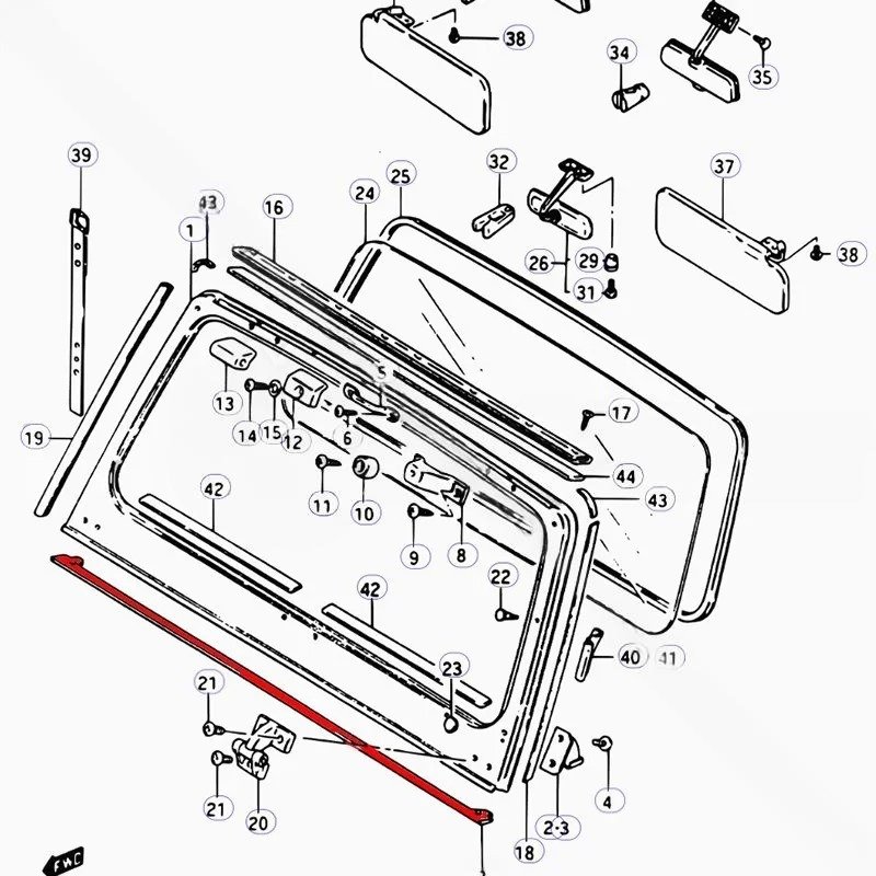 GOMA INFERIOR CRISTAL PARABRISAS DELANTERO SUZUKI SAMURAI - Imagen 2