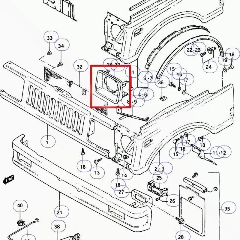 MOLDURA FARO IZQUIERDO SUZUKI SAMURAI - Imagen 2