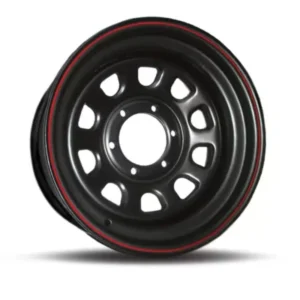 LLANTA DE ACERO NEGRO BRILLANTE CON FILO ROJO (DAYTONA) 5x165.1 / 125